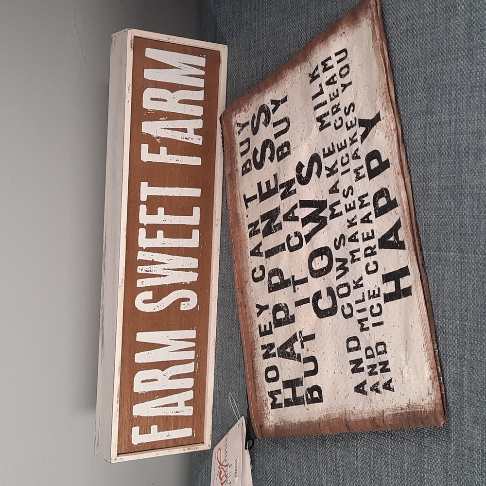 Wall Shelf Sign Zipper Pouch Set Farm Sweet Farm Dairy Farmer Ice Cream Happy